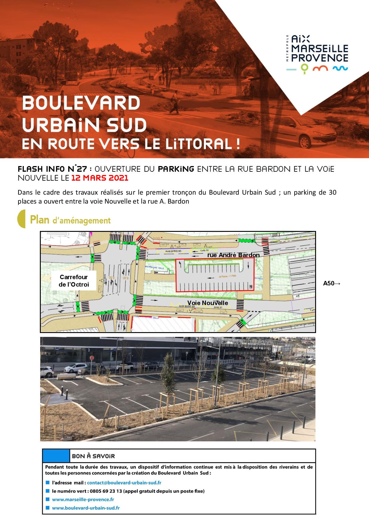 Ouverture du parking entre BARDON et nouvelle voie